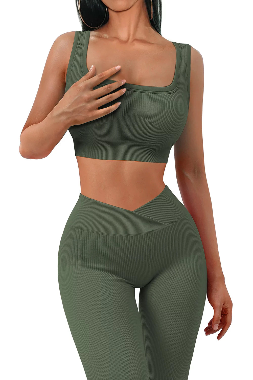 Women Workout Set Seamless 2 Pieces Sleeveless Tank Tops Outfits Casual Sports Sweatsuit Bodycon Shorts and Bra Activewear Tracksuits