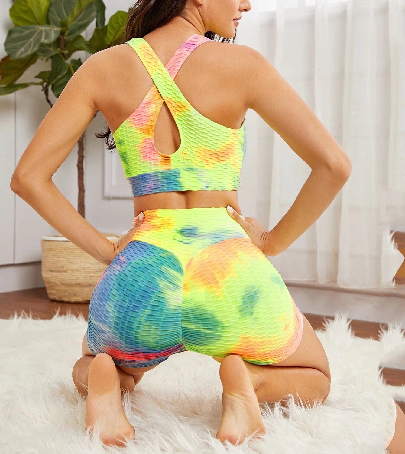Exercise Yoga Clothes 3D Tie-Dye Shorts Vest