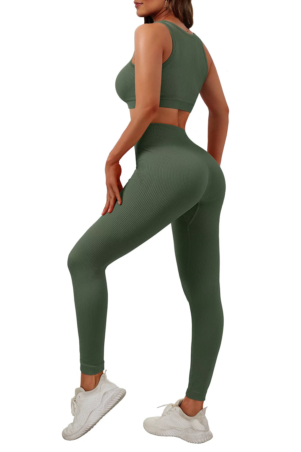 Women Workout Set Seamless 2 Pieces Sleeveless Tank Tops Outfits Casual Sports Sweatsuit Bodycon Shorts and Bra Activewear Tracksuits