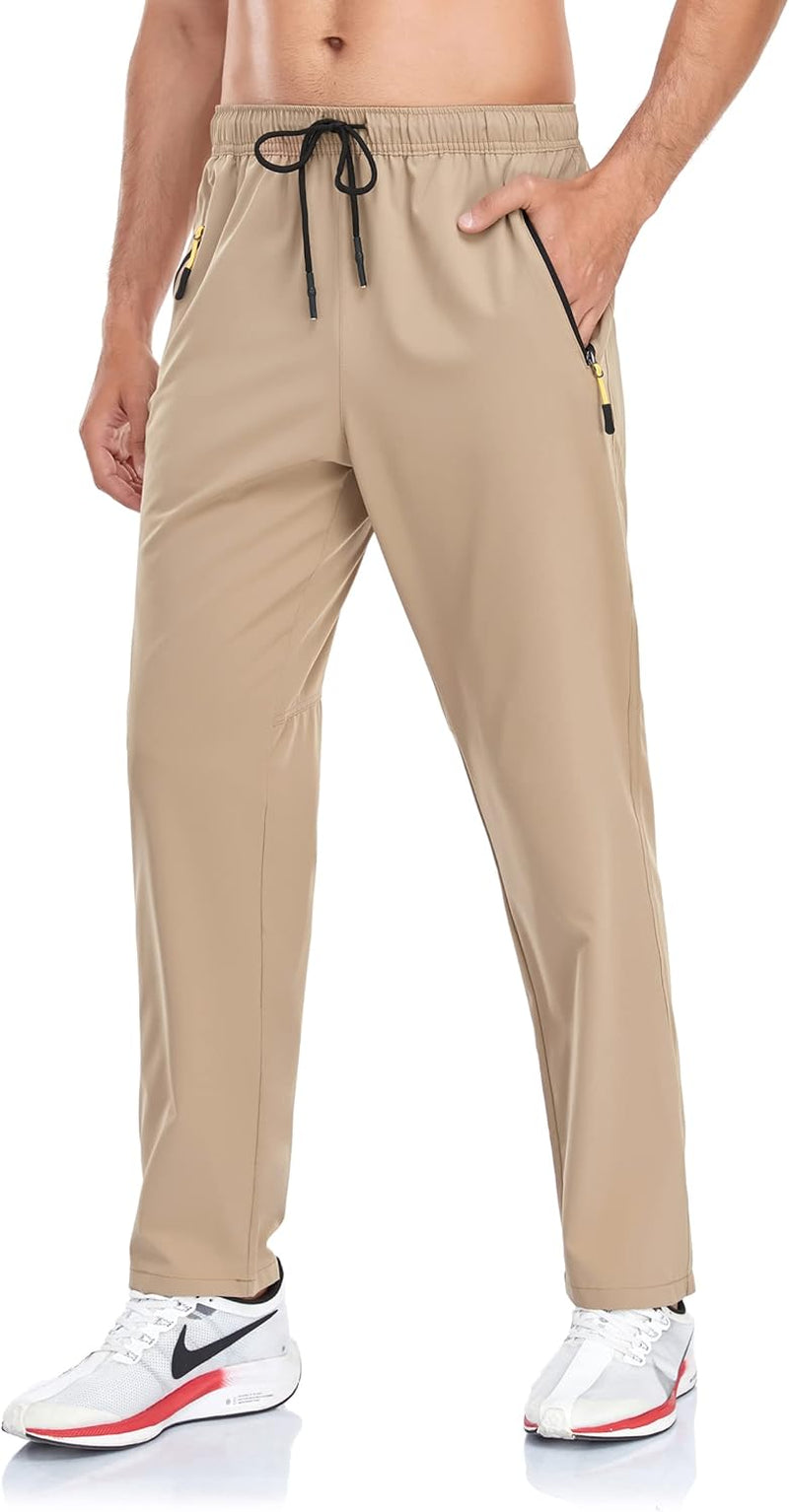 Men'S Lightweight Pants with Zipper Pockets Quick Dry Workout Athletic Travel Pants