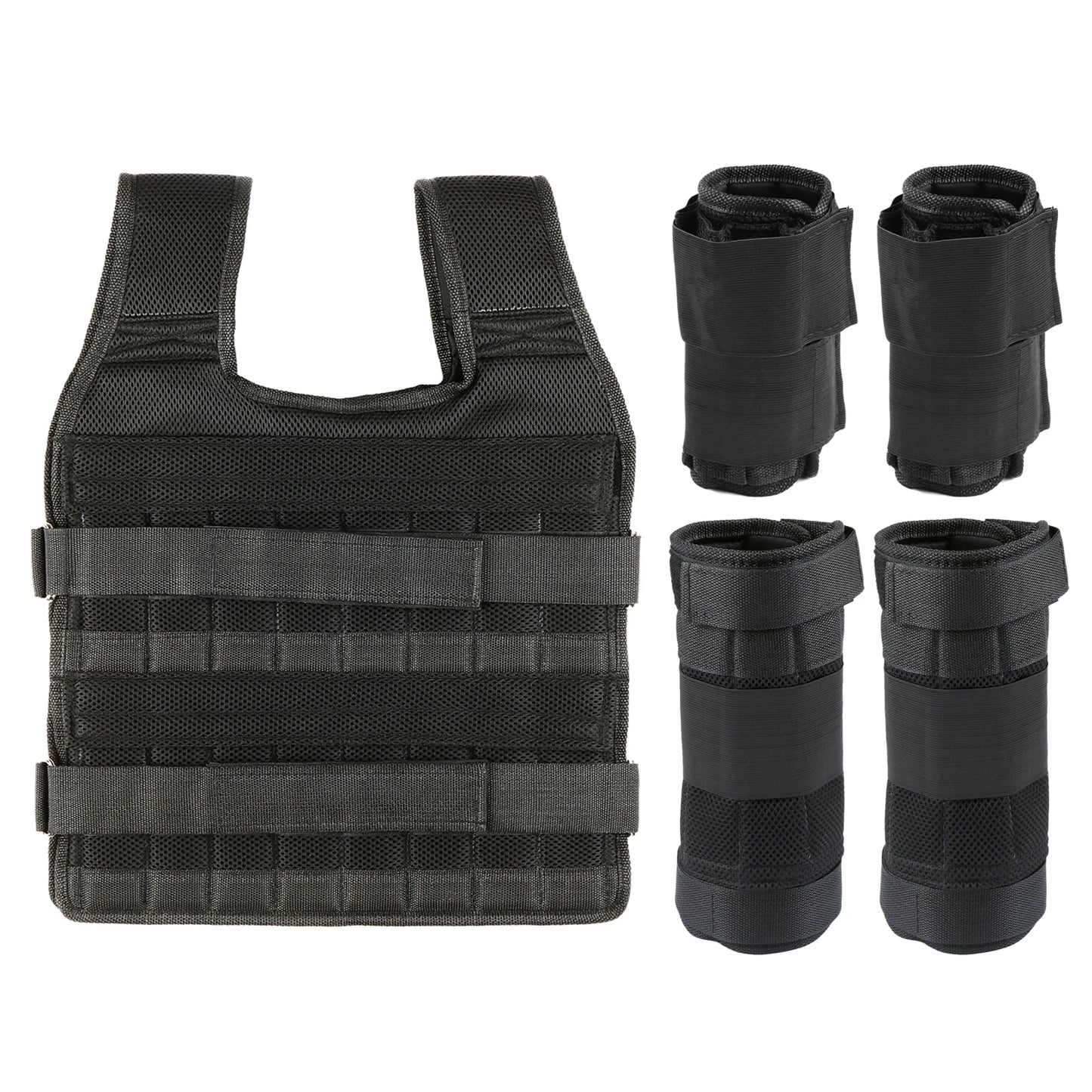 15Kg/35Kg Adjustable Weight Vest Exercise Loading Weight Vest Strength Training Jacket with 6Kg Leg Weight 5Kg Arm Weight