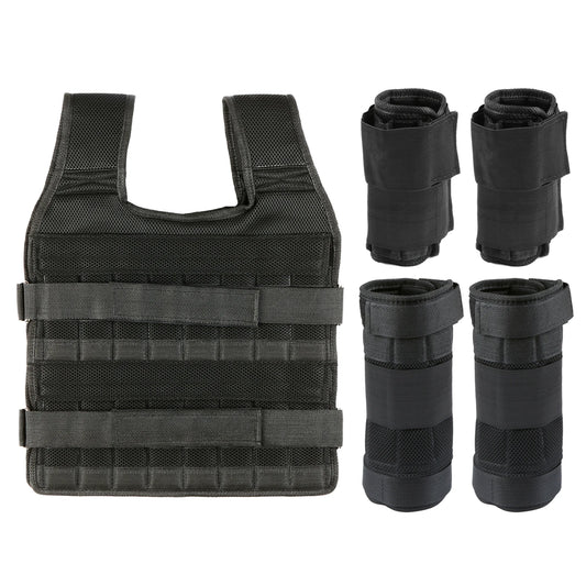15Kg/35Kg Adjustable Weight Vest Exercise Loading Weight Vest Strength Training Jacket with 6Kg Leg Weight 5Kg Arm Weight